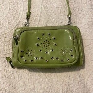 Vintage Y2K Green Flower Crossbody Stud Wallet Bag